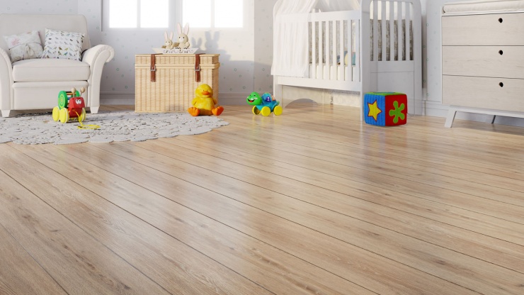 Quartos de bebê decorados com piso vinílico e piso laminado